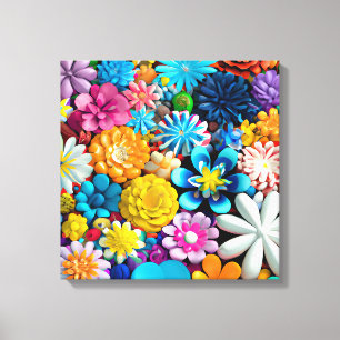 Colorful Flower Abstract Floral Modern Canvas Print