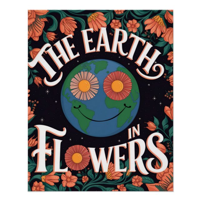 Colorful Flower Art Inspiring Text Poster (Front)