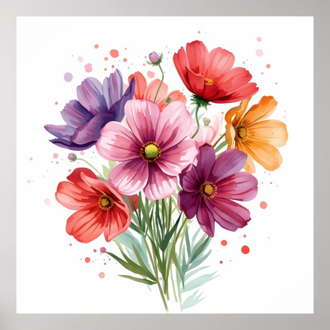 Colorful Flower Art Print Semi-Gloss Value Poster (Front)