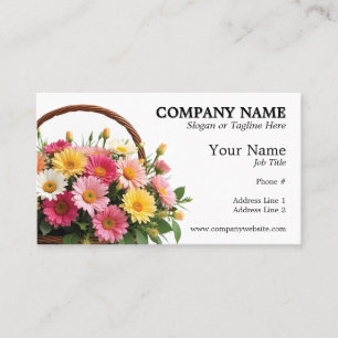 Colorful Flower Basket Florist Floral Designer Business Card