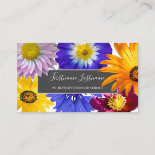 Colorful flower bouquet elegant blossoms business card