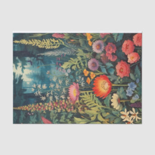 Colorful Flower Garden in the Forest Illustration Tissue Paper