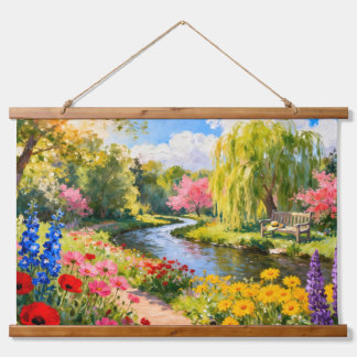 Colorful Flower Garden River Spring Landscape Art Hanging Tapestry