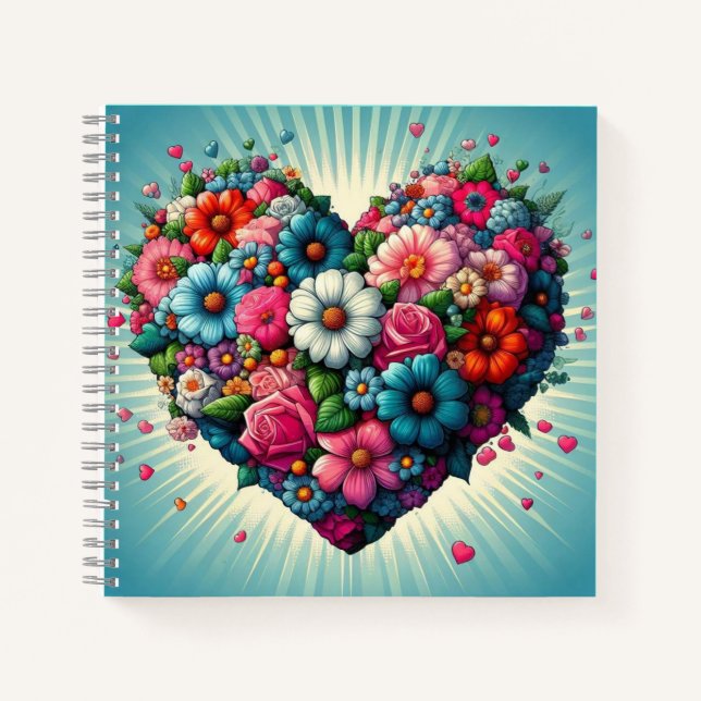 Colorful flower heart! notebook (Front)