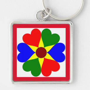 COLORFUL FLOWER HEARTS KEY RING