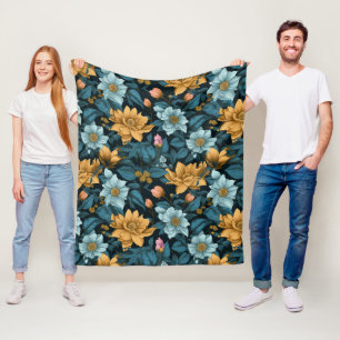 Colorful Flower Pattern Fleece Blanket