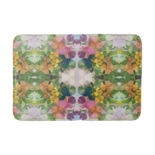 Colorful Flower Petals Watercolor Pattern Painting Bath Mat