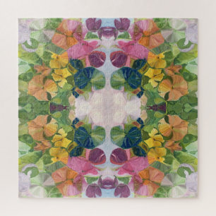 Colorful Flower Petals Watercolor Pattern Painting Jigsaw Puzzle