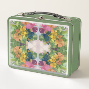 Colorful Flower Petals Watercolor Pattern Painting Metal Lunch Box