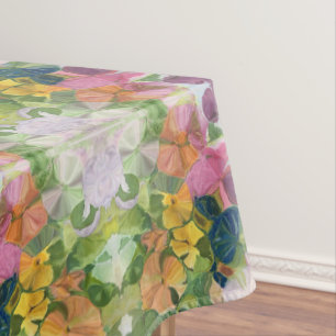 Colorful Flower Petals Watercolor Pattern Painting Tablecloth