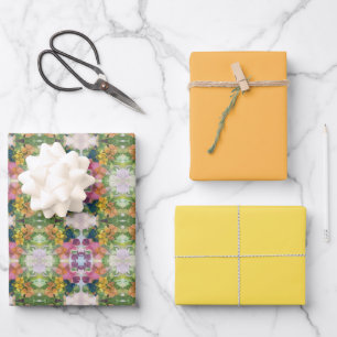 Colorful Flower Petals Watercolor Pattern Painting Wrapping Paper Sheet