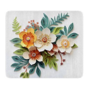 Colorful Flowers Abstract Cutting Board