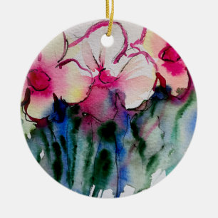 Colorful Flowers Art Ceramic Ornament