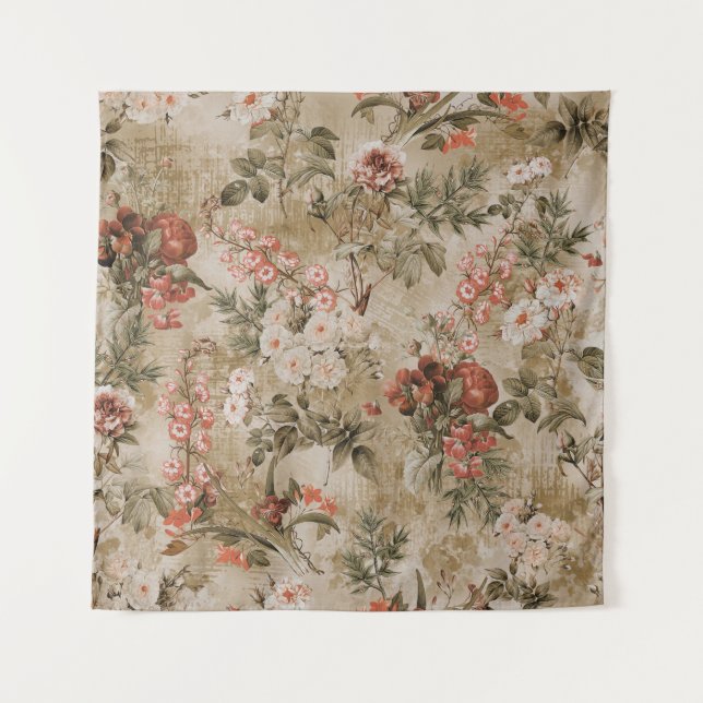 colorful flowers background. watercolor Illustrati Tapestry (Front)