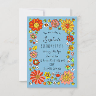 Colorful Flowers Birthday Invitation