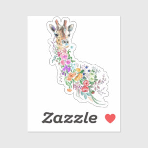 Colorful Flowers Bouquet Giraffe Sticker Spring