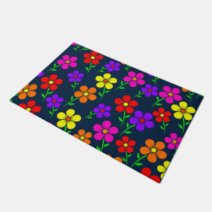 Colorful Flowers Floral Pattern Doormat