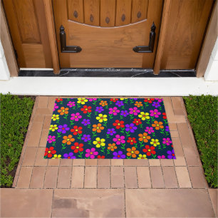 Colorful Flowers Floral Pattern Doormat