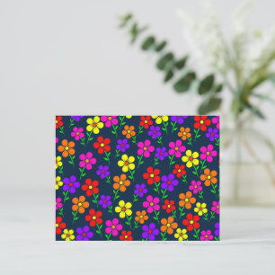 Colorful Flowers Floral Pattern Postcard