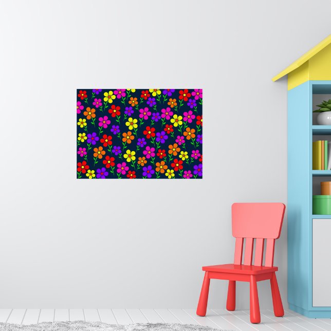 Colorful Flowers Floral Pattern Poster (Nursery 1)