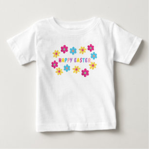 Colorful Flowers Happy Easter Baby T-Shirt