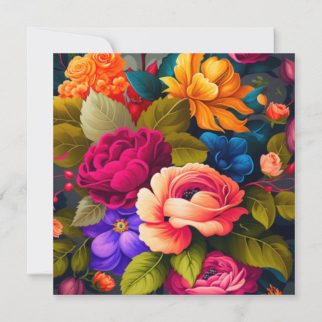Colorful flowers invitation (Front)