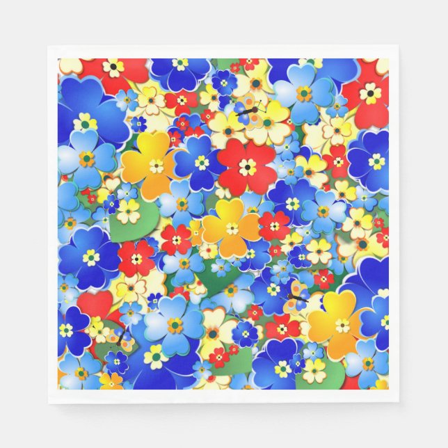 Colorful flowers Kids Birthday Party Napkin (Front)