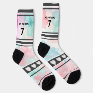 Colorful Flowers - Name Number Socks