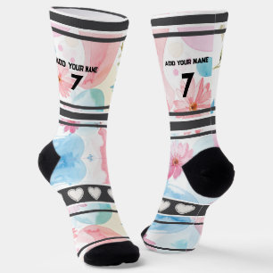 Colorful  Flowers - Name Number Socks