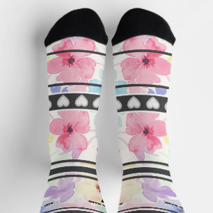 Colorful Flowers - Name Number Socks