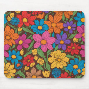 Colorful flowers pattern mouse pad