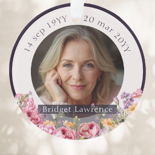 Colorful flowers pink peonies remembrance memorial ornament