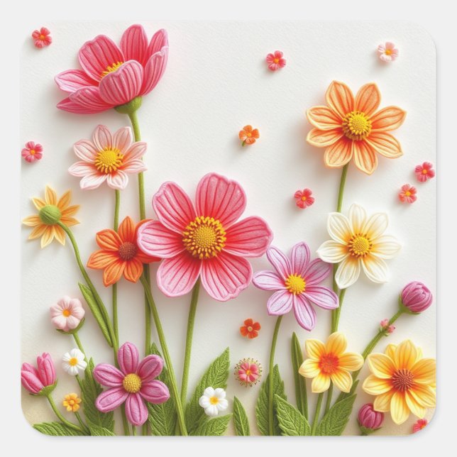 Colorful Flowers Stickers (Front)