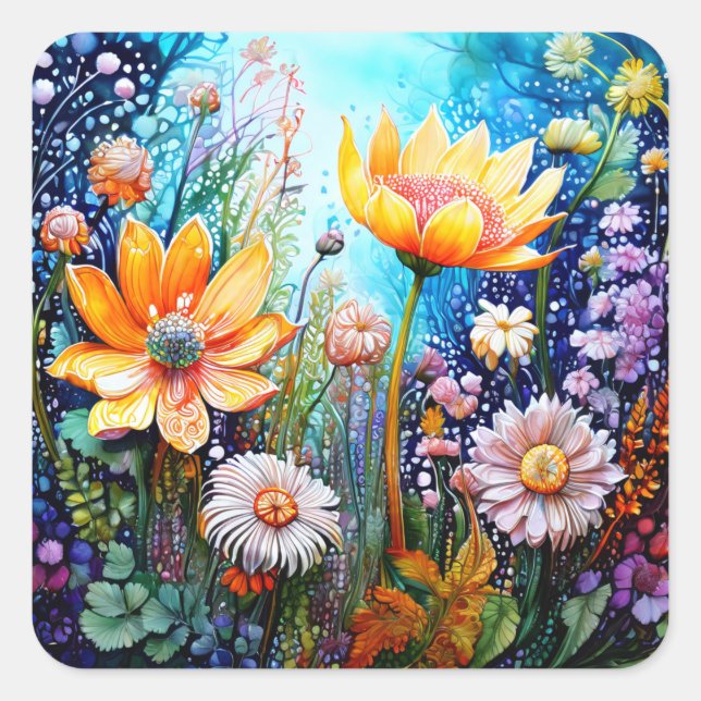 Colorful Flowers Stickers (Front)