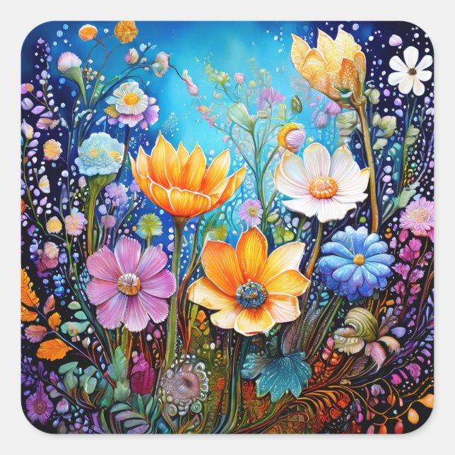 Colorful Flowers Stickers (Front)