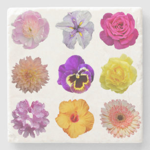 Colorful flowers stone coaster