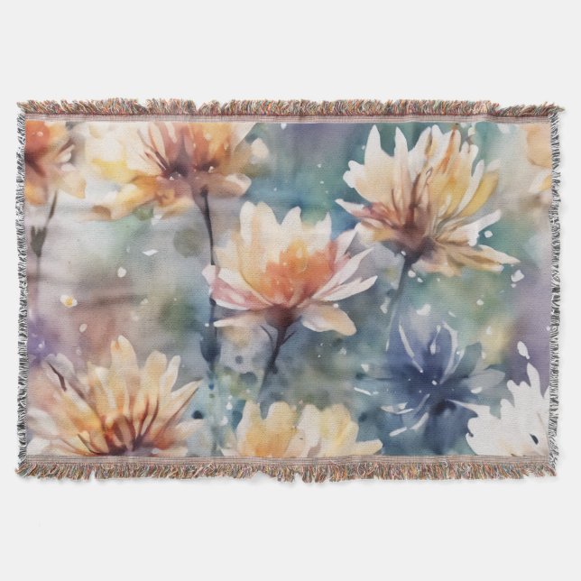 Colorful flowers throw blanket (Front)