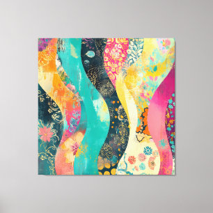 Colorful Flowers Wave Canvas Print
