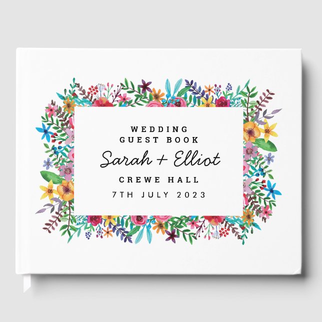 Colorful Flowers Wedding Guestbook (Front)