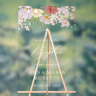 Colorful Flowers, Wildflowers, Baptism Welcome Acrylic Sign