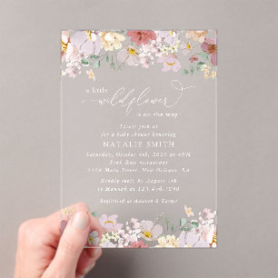 Colorful Flowers, Wildflowers, Boho, Baby Shower Acrylic Invitations