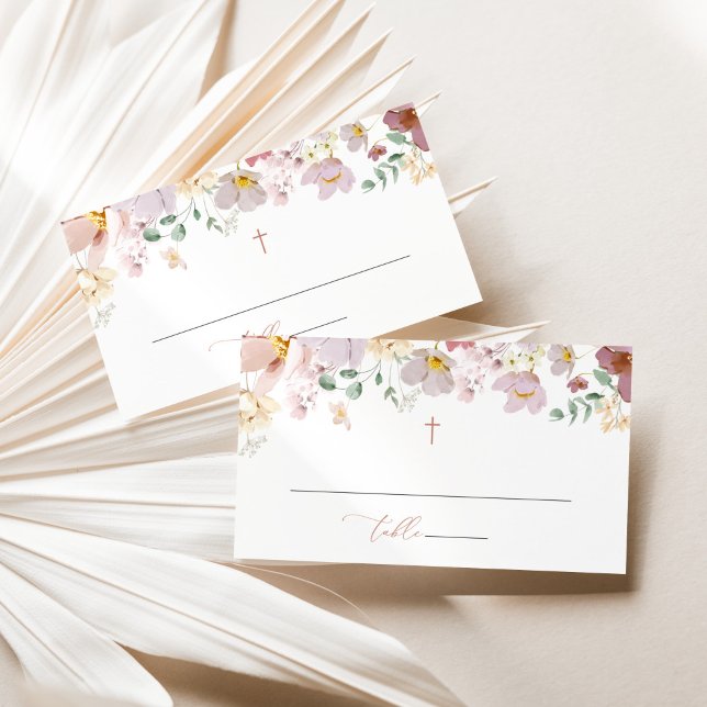 Colorful Flowers, Wildflowers, Boho, Baptism Place Card (Creator Uploaded)