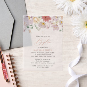 Colorful Flowers, Wildflowers, Boho, Baptism Vellum Invitations