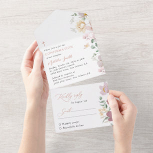 Colorful Flowers, Wildflowers, Boho, Confirmation All In One Invitation
