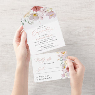 Colorful Flowers, Wildflowers, Boho, Confirmation All In One Invitation