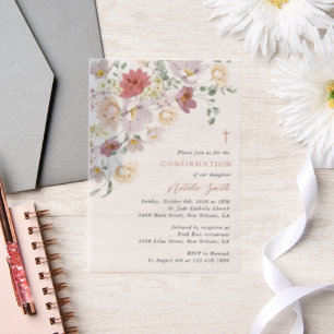 Colorful Flowers, Wildflowers, Boho, Confirmation Vellum Invitations