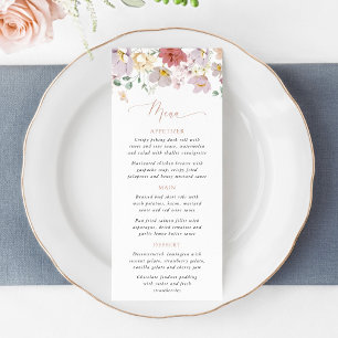 Colorful Flowers, Wildflowers, Boho, Wedding Menu