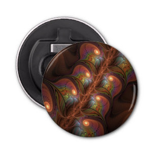 Colorful Fluorescent Abstract Trippy Brown Fractal Bottle Opener