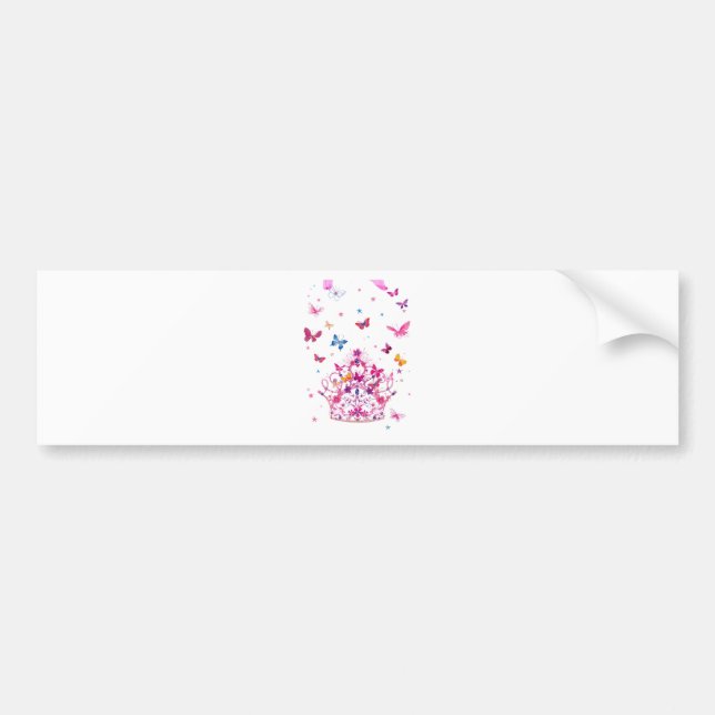 Colorful Flying Butterflies with Crown Art Print Bumper Sticker (Front)