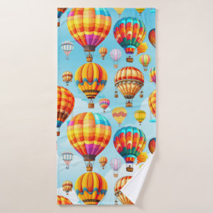 Colorful Flying Hot Air Balloon  Bath Towel Set